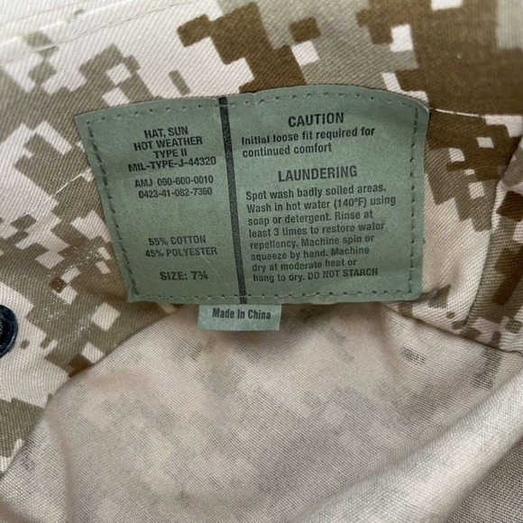 MIL-Type -J-44320 HAT SUN HOT WEATHER VENTED MILITARY TYPE II DESERT 7 3/4 - Picture 6 of 7